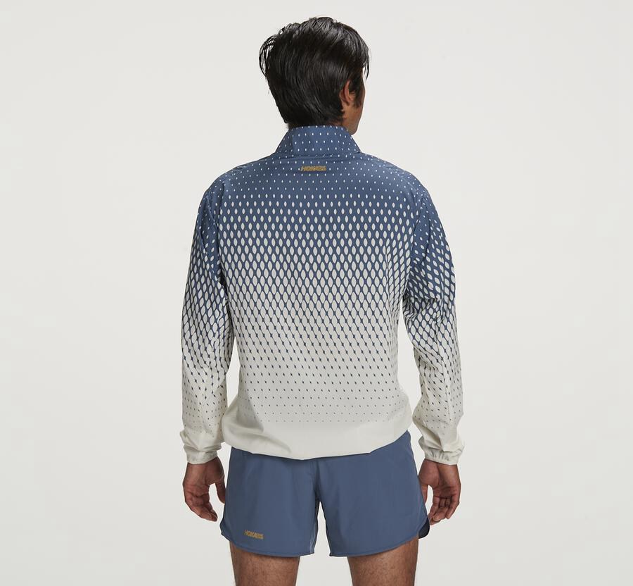 Hoka One One Mens Jackets - Wind-Resistant - Blue/White - QLTH29351